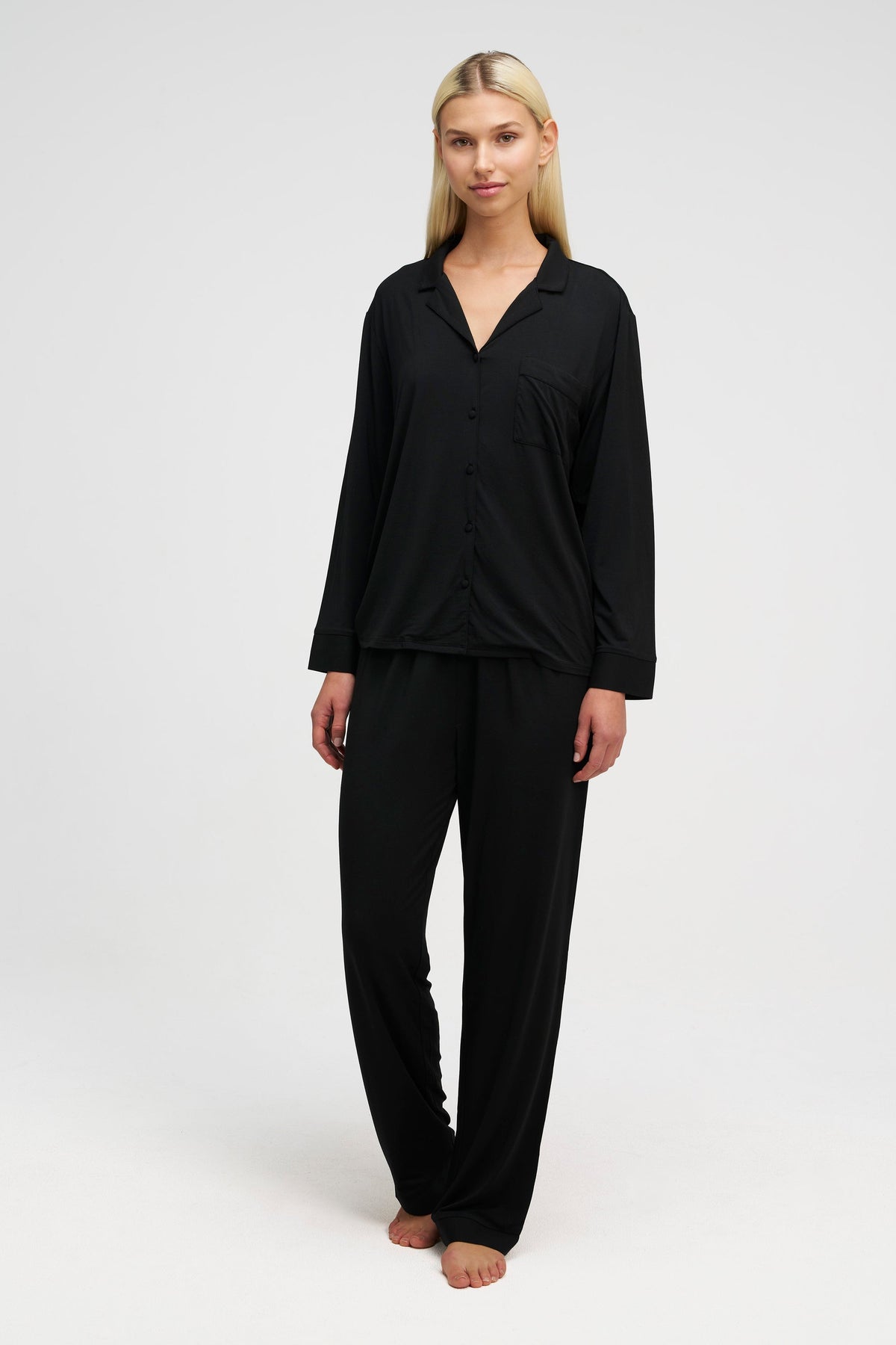 Long Tencel PJ Set Olive Charcoal