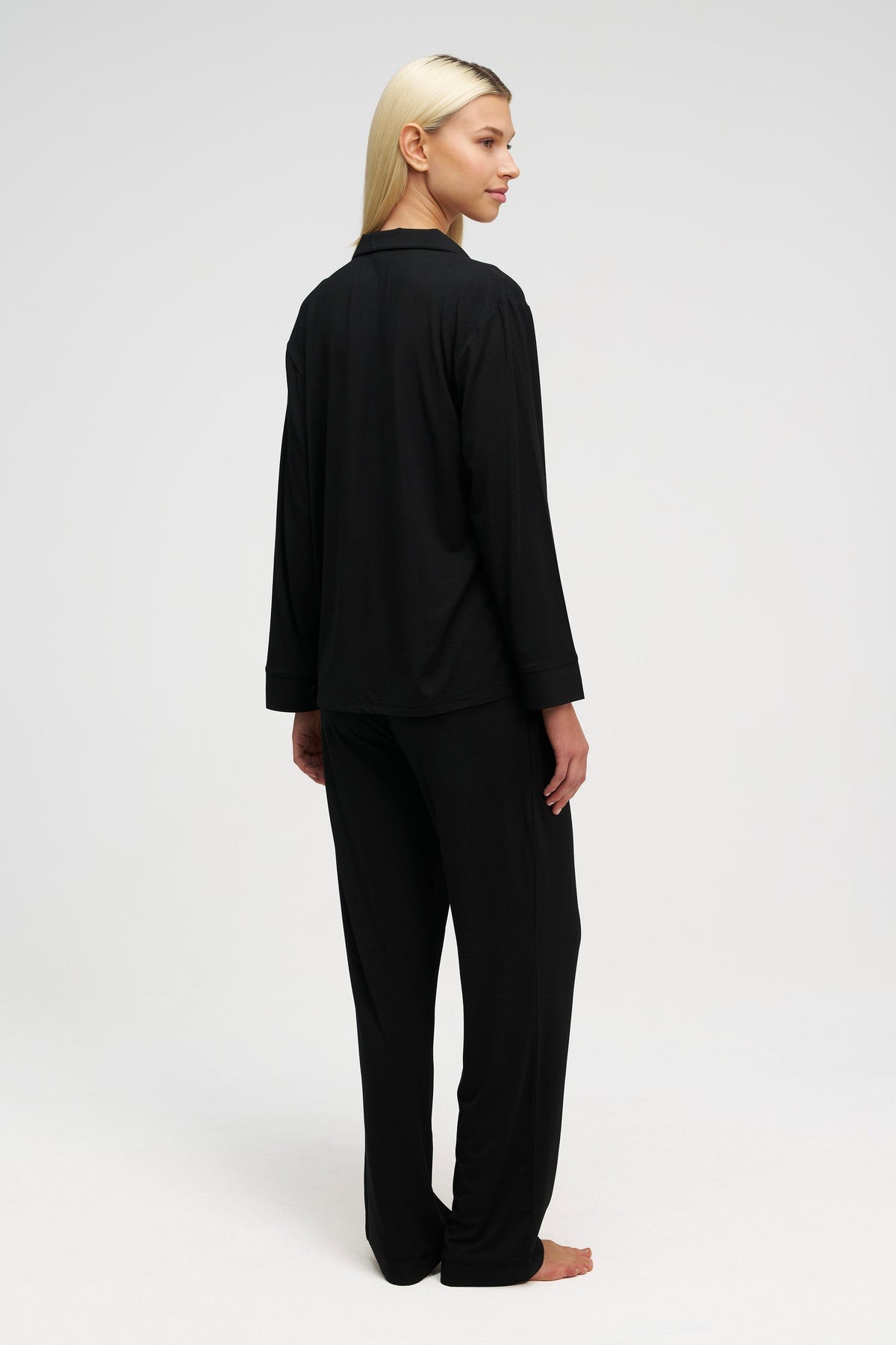 Long Tencel PJ Set Olive Charcoal